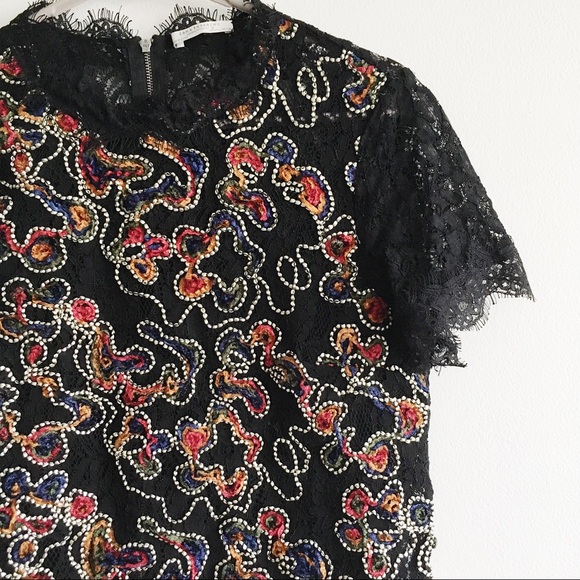 Zara Trafaluc lace embroidered blouse top L - Picture 2 of 8